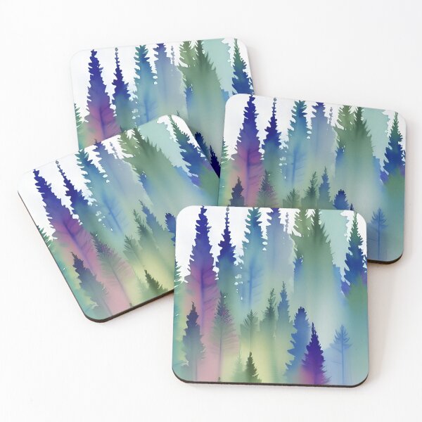 Item preview, Pine Tree watercolor landscape 1 designed and sold by Red Witch Art.