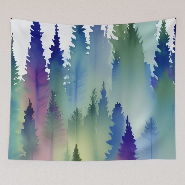 Item preview, Pine Tree watercolor landscape 1 designed and sold by Red Witch Art.