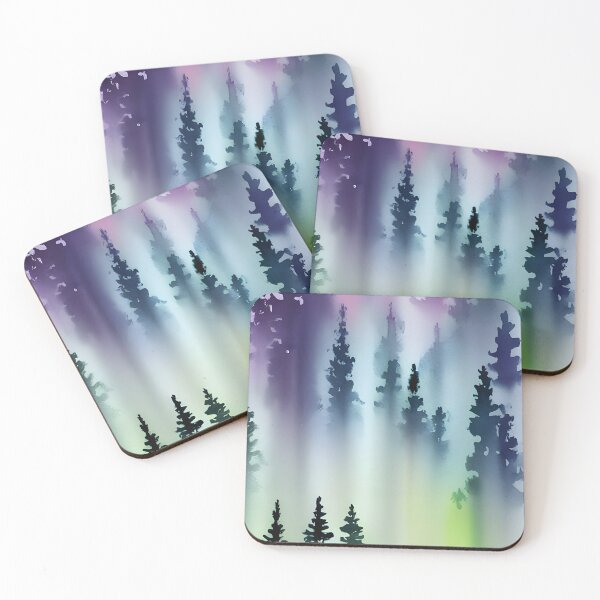 Item preview, Pine Tree watercolor landscape 2 designed and sold by Red Witch Art.