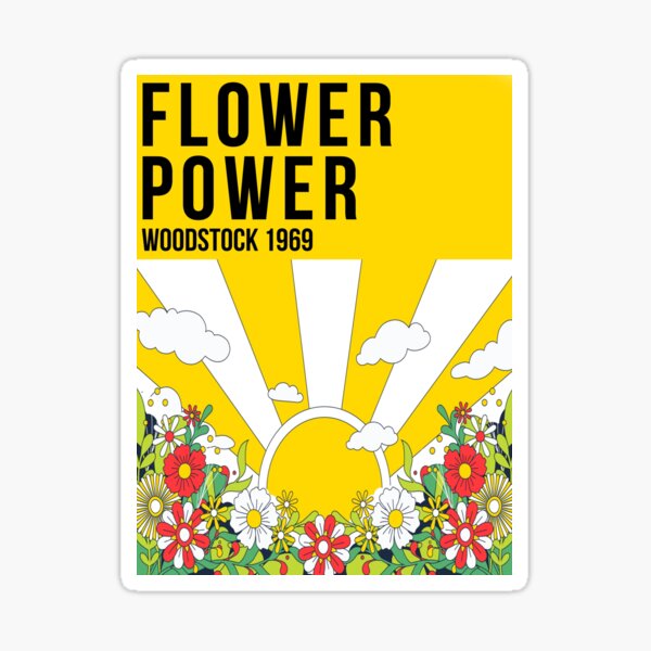 Woodstock 1969 Flower Power Poster Sticker Print Simple Sticker for Sale  by hannahstone88