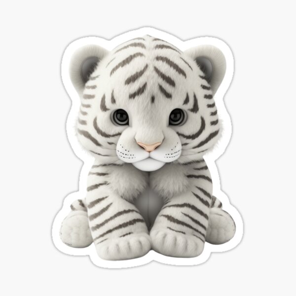 White Baby Tiger Sticker for Sale by Strivient
