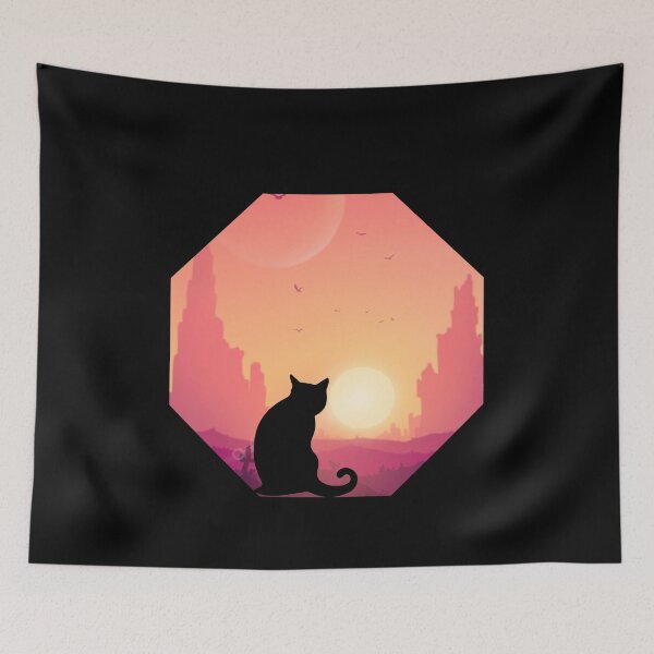 Item preview, Cat Watching Sunset Scene designed and sold by FeelinGGo ✅.