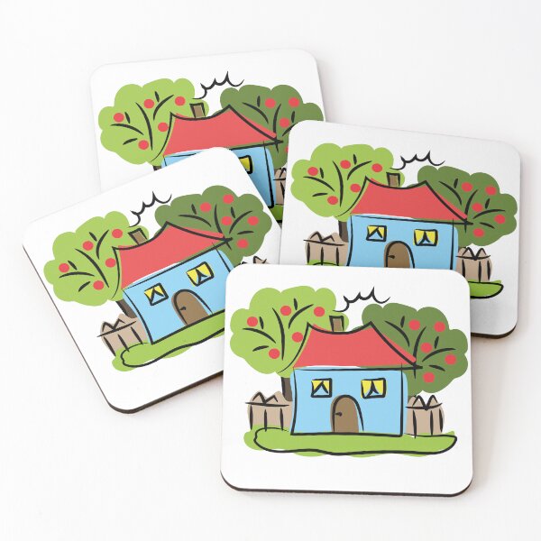 Item preview, idyllic house with a fence and trees designed and sold by SunGraphicArt.