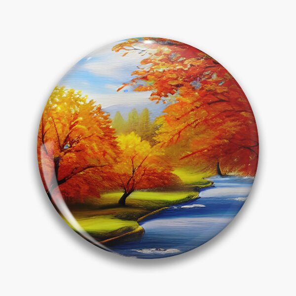 Item preview, Autumn trees near a river painting designed and sold by lalylaura.