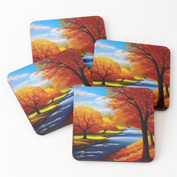 Item preview, Autumn trees near a river painting designed and sold by lalylaura.