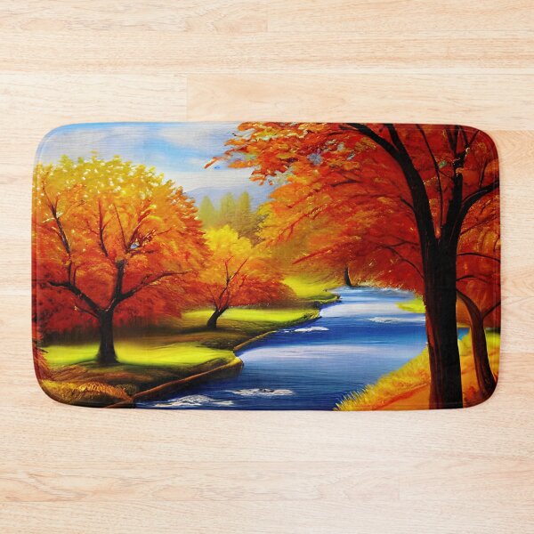 Item preview, Autumn trees near a river painting designed and sold by lalylaura.