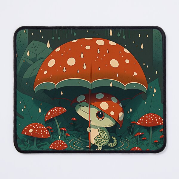 Item preview, Frog using Mushroom as an umbrella designed and sold by TheArtfulNook.