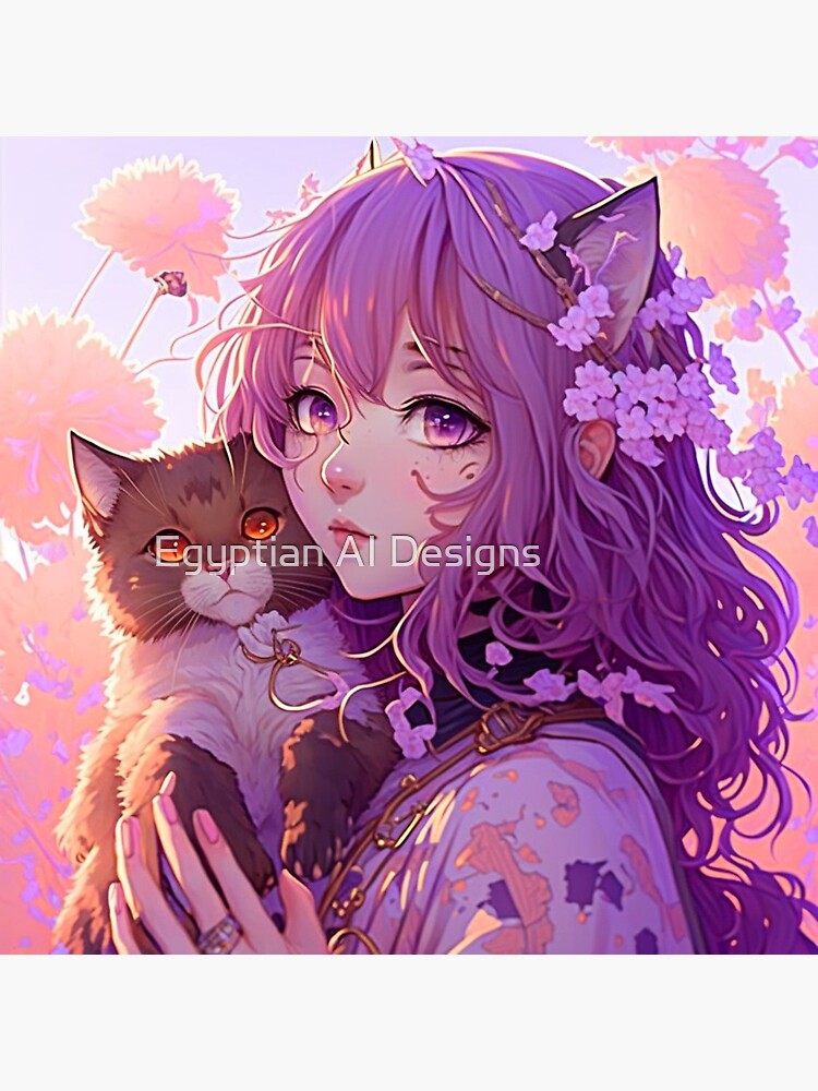 Premium AI Image  anime girl with purple hair and cat ears