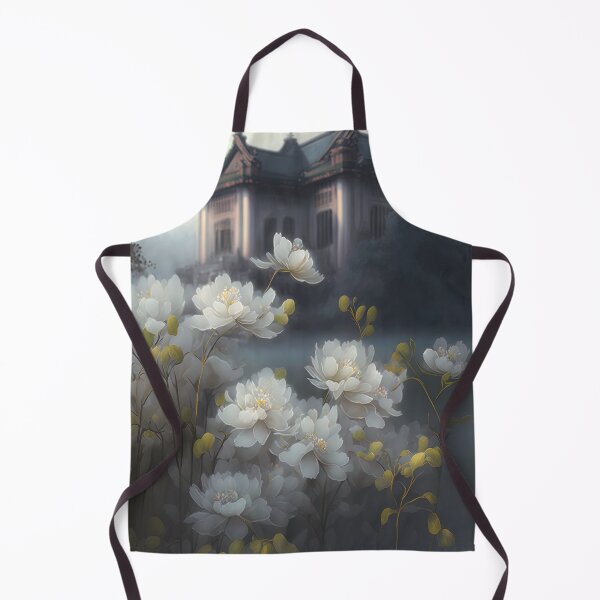 Item preview, White flowers blooming in the morning illustration designed and sold by RK - Shop.