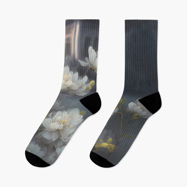 Item preview, White flowers blooming in the morning illustration designed and sold by RK - Shop.