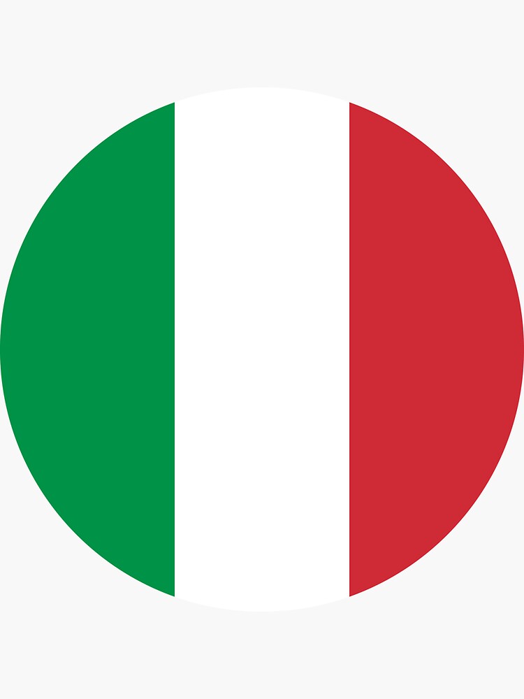 Drapeau Italien / Italie 30 cm x 45 cm sur Baguette blanche et boule Doree