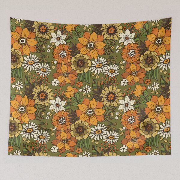 Item preview, Vintage 1970's Flowers designed and sold by meghanmarie.