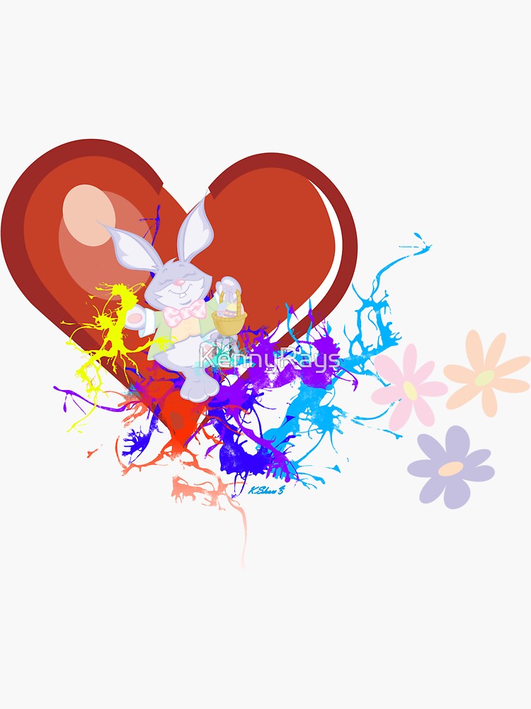 Thumbnail 3 of 3, Sticker, I hart the Easter buny designed and sold by KennyRays.