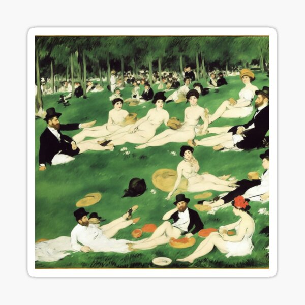 The fantasy of Artificial Intelligence on the theme of a famous painting: Le Déjeuner sur l'herbe (The Luncheon on the Grass) #ArtificialIntelligence #Artificial #Intelligence  Sticker