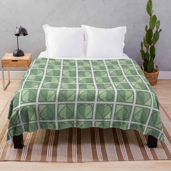 Alt. Sage green Geometric Heart Aesthetic Pateren Throw Blanket