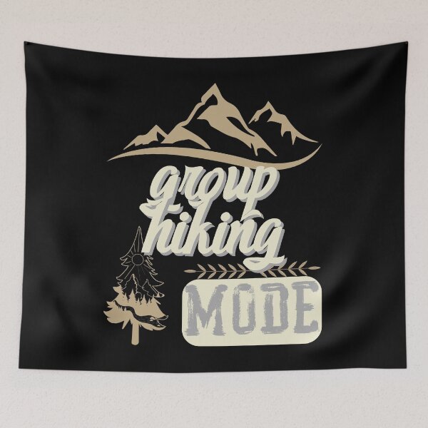 Item preview, group hiking mode, forest river sun inside tree pine designed and sold by movie-popcorn.