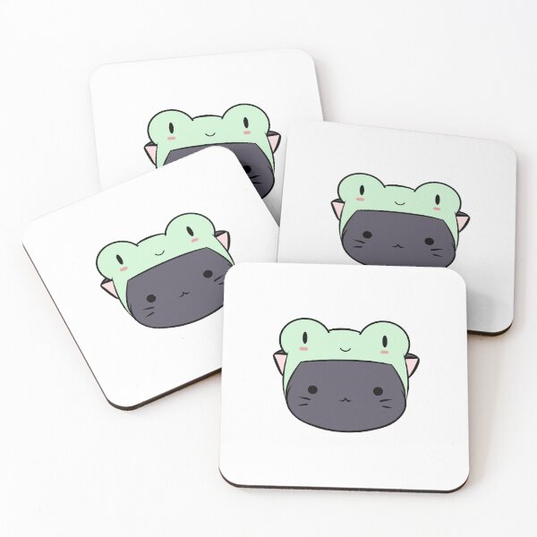Item preview, Black Kitten Wears Frog Headband  designed and sold by enjilime.