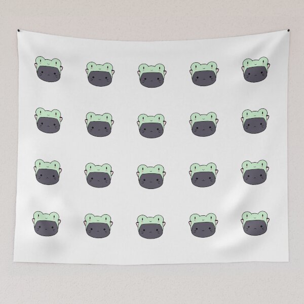 Item preview, Black Kitten Wears Frog Headband  designed and sold by enjilime.