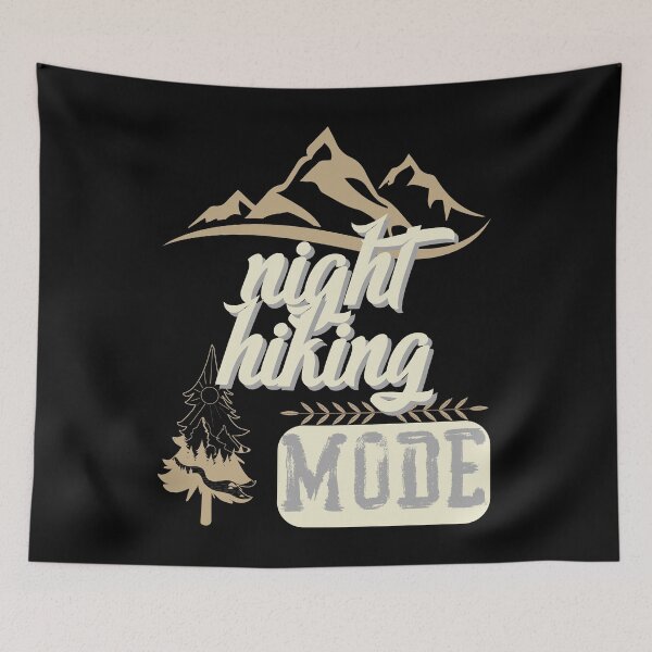 Item preview, night hiking mode, forest river sun inside tree pine designed and sold by movie-popcorn.