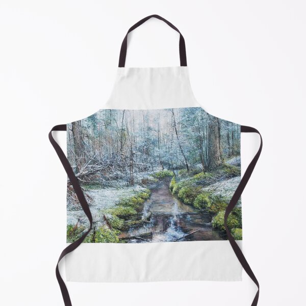 Item preview, id44 Wonderful clean river and forest, winter landscape, dense trees, forests, cold winter day, green grass, light snowfall, designed and sold by bcbutika.