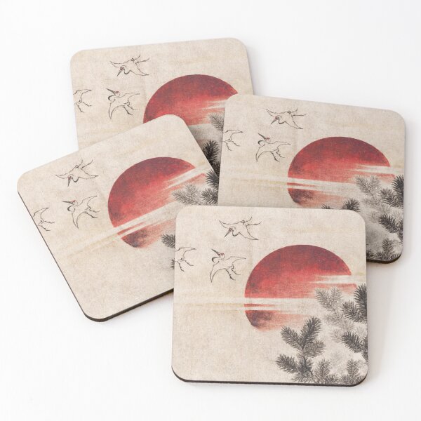 Item preview, Japanese Artwork Sunset and Cranes designed and sold by BufoandRosie.