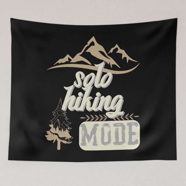 Item preview, solo hiking mode, forest river sun inside tree pine designed and sold by movie-popcorn.