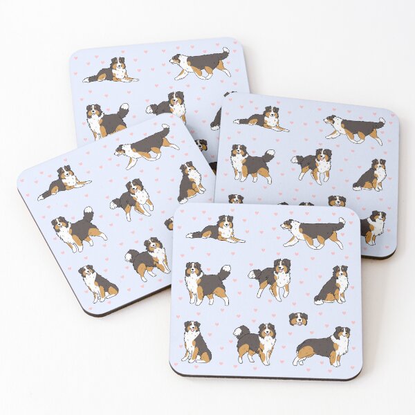 Item preview, Australian Shepherd cute illustration pattern - Black Tricolor designed and sold by Yarafantasyart.