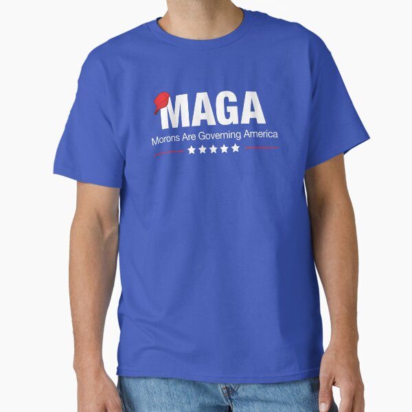 Vista previa del artículo con la obra «MAGA - Los imbéciles gobiernan América», diseñado y vendido por notoriousitees.