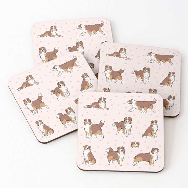 Item preview, Australian Shepherd cute illustration pattern - red tricolor designed and sold by Yarafantasyart.