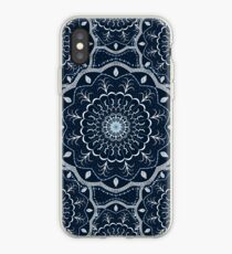 Black White Blue Mandala iPhone Case