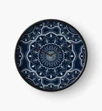 Black White Blue Mandala Clock