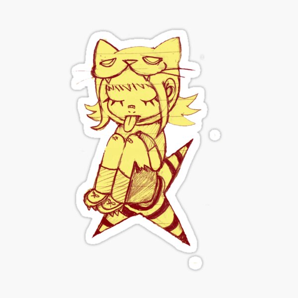 Yellow Y2K star cat girl Sticker