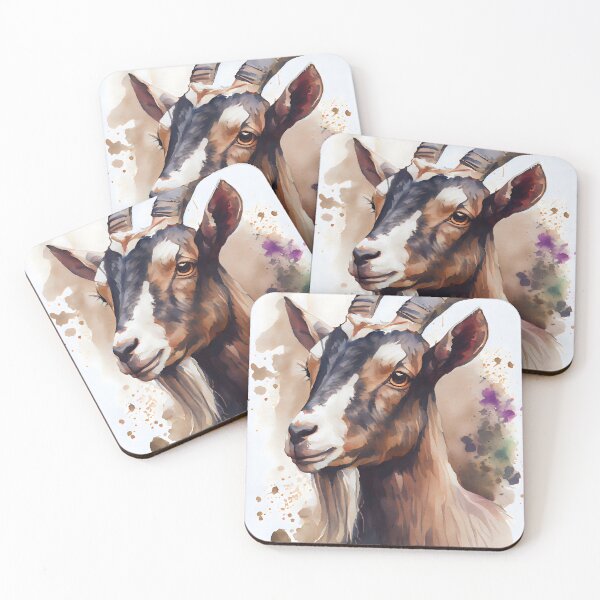 Item preview, Watercolor Brown and White Goat Portrait designed and sold by CGSGraphics.