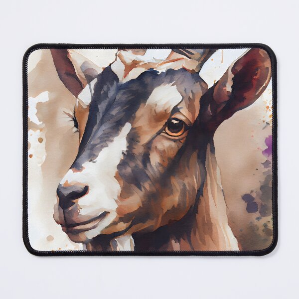 Item preview, Watercolor Brown and White Goat Portrait designed and sold by CGSGraphics.