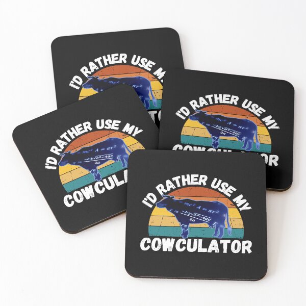 Item preview, Blue Cow with Vintage sunset "Cow-Culator" jokes Funny colorful cow puns Calculator designed and sold by FarmsteadAcers.