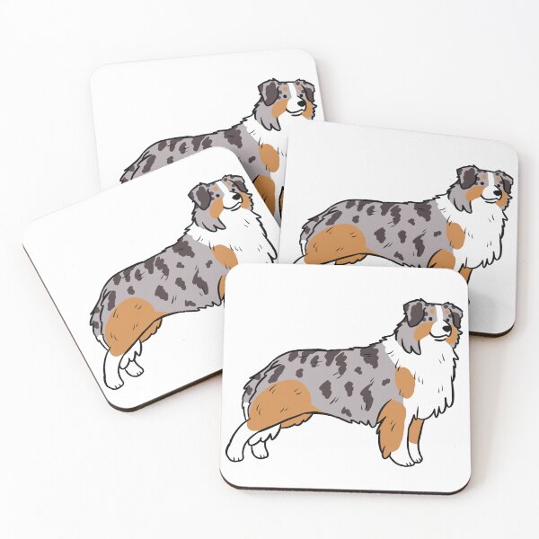 Item preview, Australian shepherd cute illustration blue merle designed and sold by Yarafantasyart.