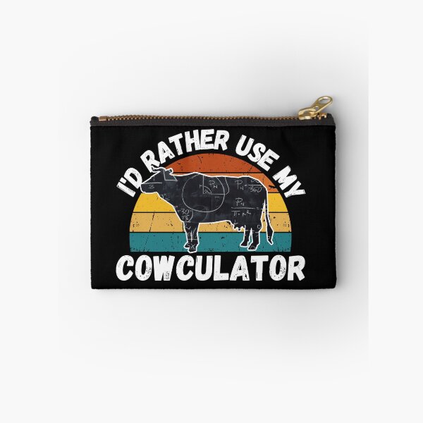 Item preview, Black Math Cow with Vintage sunset "Cow-Culator" jokes Funny colorful cow puns Calculator designed and sold by FarmsteadAcers.