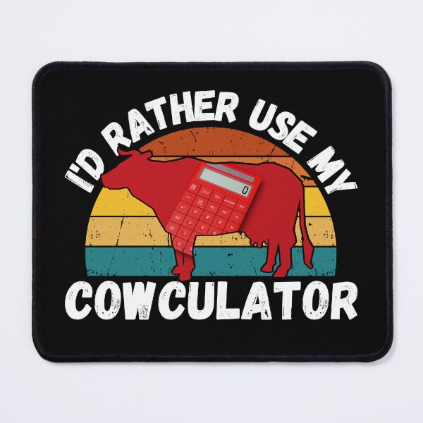 Item preview, Red Math Cow with Vintage sunset "Cow-Culator" jokes Funny colorful cow puns Calculator designed and sold by FarmsteadAcers.