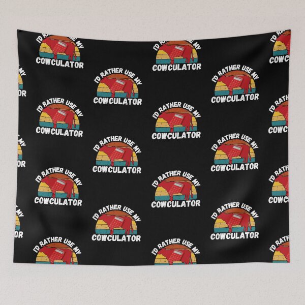 Item preview, Red Math Cow with Vintage sunset "Cow-Culator" jokes Funny colorful cow puns Calculator designed and sold by FarmsteadAcers.