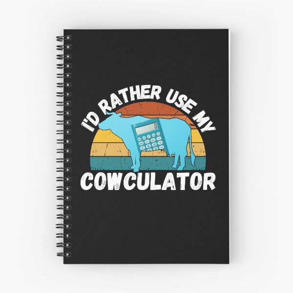 Item preview, Light Blue Math Cow with Vintage sunset "Cow-Culator" jokes Funny colorful cow puns Calculator designed and sold by FarmsteadAcers.