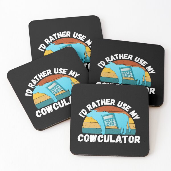 Item preview, Light Blue Math Cow with Vintage sunset "Cow-Culator" jokes Funny colorful cow puns Calculator designed and sold by FarmsteadAcers.