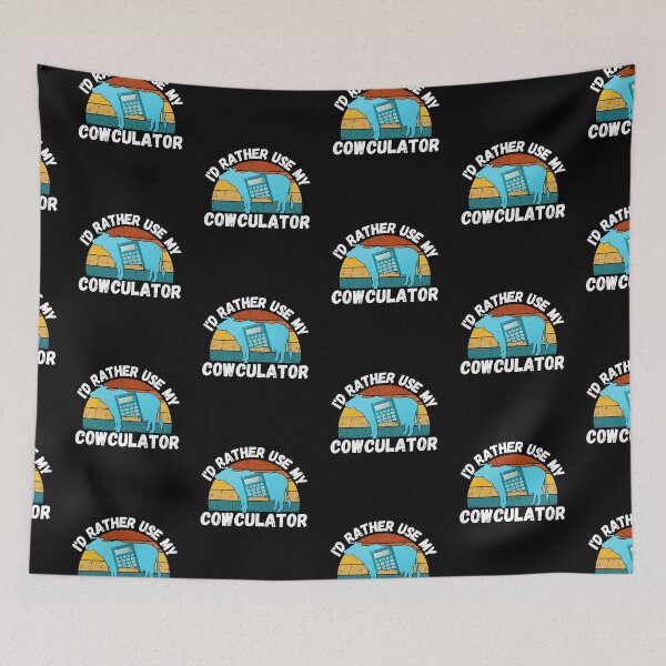 Item preview, Light Blue Math Cow with Vintage sunset "Cow-Culator" jokes Funny colorful cow puns Calculator designed and sold by FarmsteadAcers.