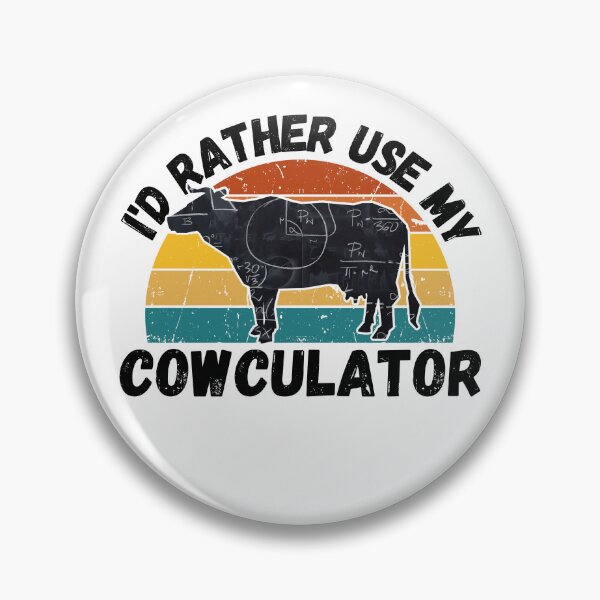 Item preview, Black version of Math Cow with Vintage sunset "Cow-Culator" jokes Funny colorful cow puns Calculator designed and sold by FarmsteadAcers.