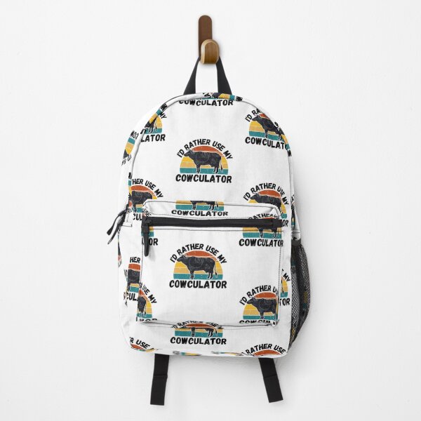 Item preview, Black version of Math Cow with Vintage sunset "Cow-Culator" jokes Funny colorful cow puns Calculator designed and sold by FarmsteadAcers.