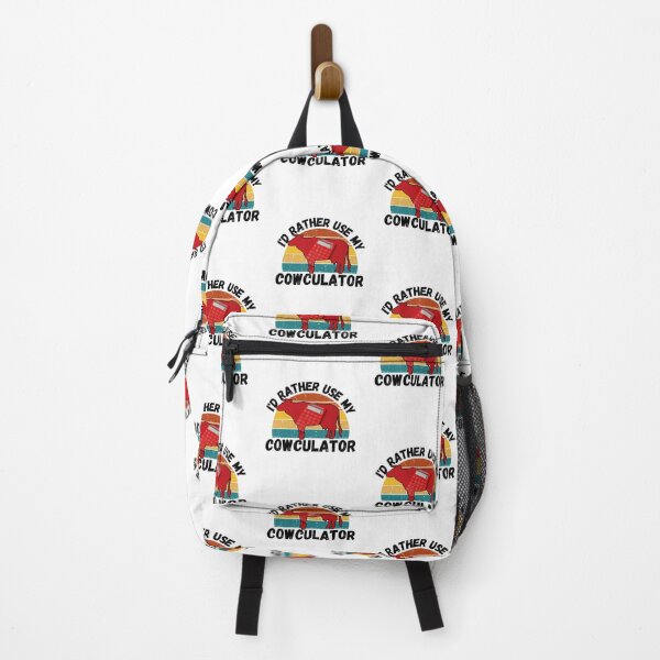 Item preview, Black version of Red Math Cow with Vintage sunset "Cow-Culator" jokes Funny colorful cow puns Calculator designed and sold by FarmsteadAcers.