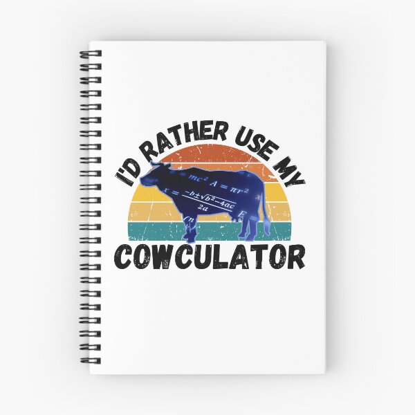Item preview, Black version of Blue Cow with Vintage sunset "Cow-Culator" jokes Funny colorful cow puns Calculator designed and sold by FarmsteadAcers.