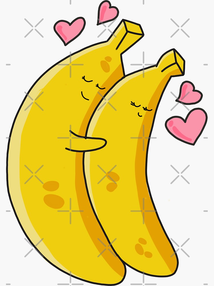 "Cute hand drawn hugging bananas (colour palette, color palete)" Sticker for Sale by Sanaura