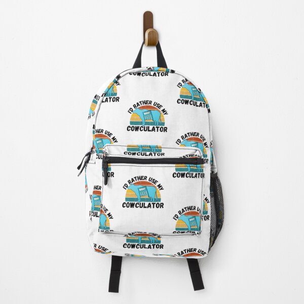Item preview, Black version of Light Blue Math Cow with Vintage sunset "Cow-Culator" jokes Funny colorful cow puns Calculator designed and sold by FarmsteadAcers.