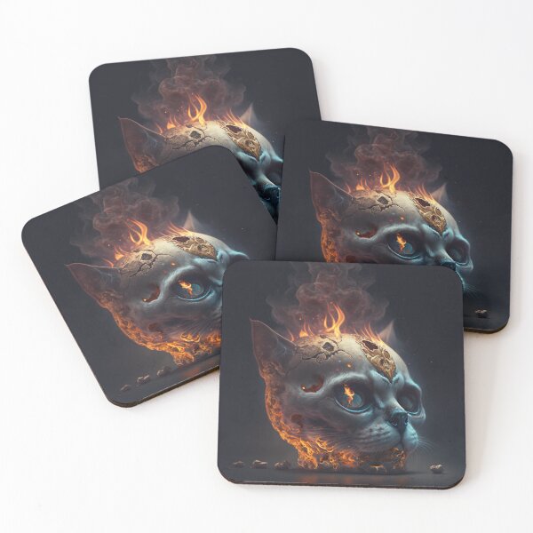 Item preview, Burning cat skull designed and sold by Paintandgo.