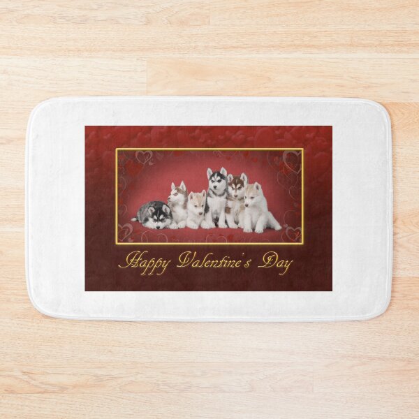 Item preview, Husky puppies Valentines day greeting card designed and sold by PetsArt.